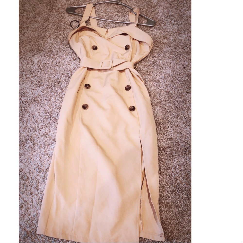 Taupe button front dress